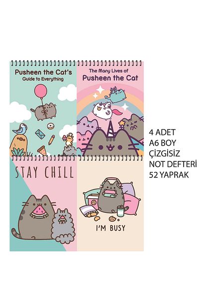 nihonwosekai Pusheen Anime A6 Size Notebook Set Unlined 52 Sheets