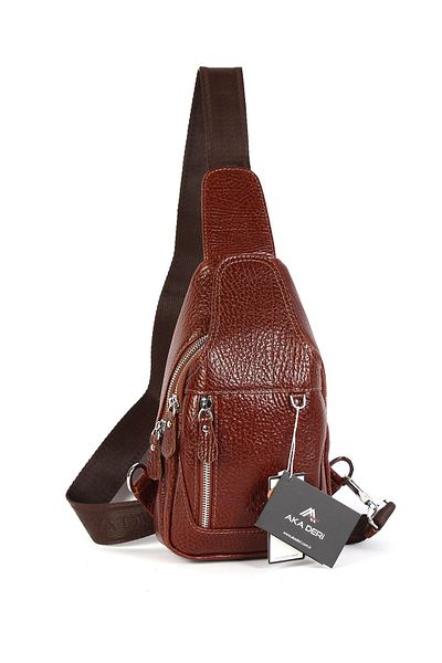 Aka Deri Shoulder Strap Crossbody Bag Brown 340 63