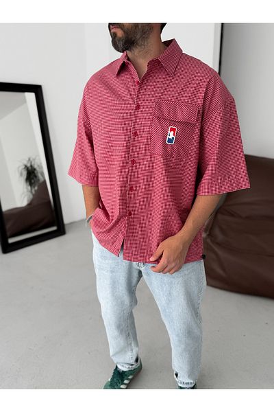 BYBASICMAN Red Plaid Pocket Detailed Shirt Bs-002