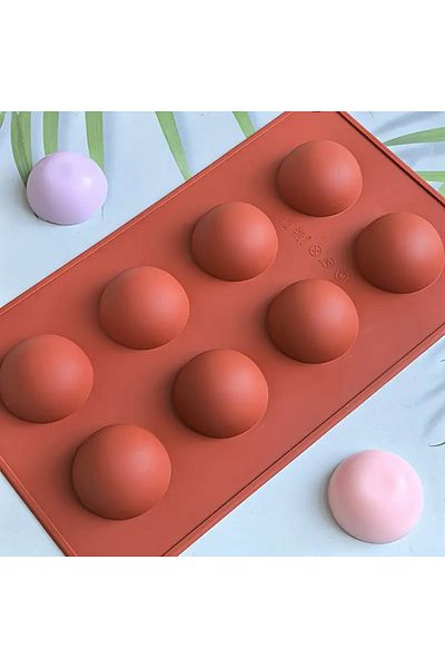 Siliko World 8-Piece Hemisphere Muffin, Chocolate, Cake Mold, Silicone 4,8cm