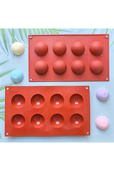 Siliko World 8-Piece Hemisphere Muffin, Chocolate, Cake Mold, Silicone 4,8cm