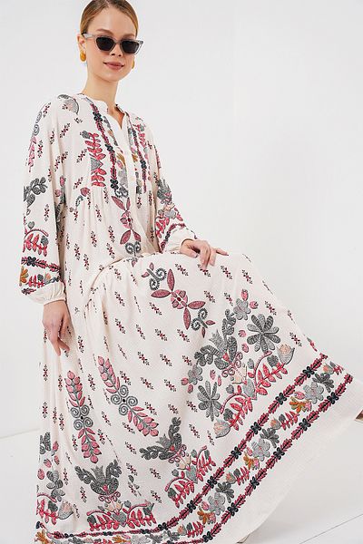Bigdart 2423 Authentic Patterned Hijab Dress - Z. Red