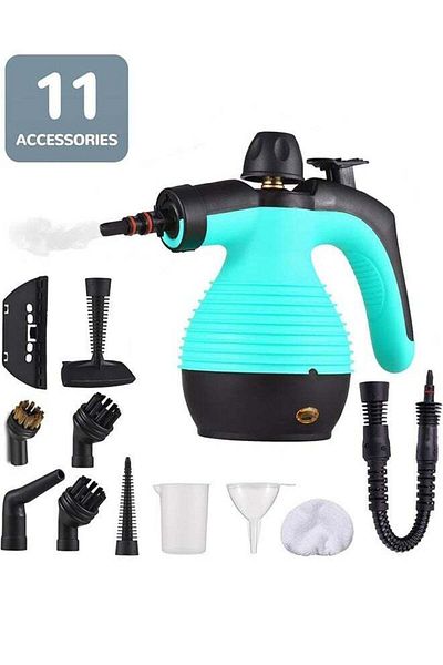 Denx 1050W Portable Handheld Steam Cleaner, With 11 PCS Accessory, 110V, 350ml, Deep Cleaning, Green