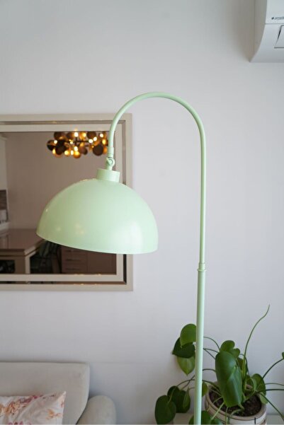 retro home design Mint Yeşil Renkli İçi Beyaz Oynar Başlıklı Dekoratif Şık Mantar Lambader Salon Yatak Odası