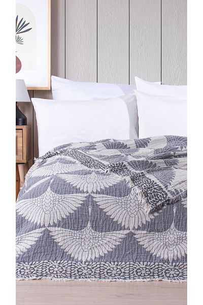 serenıa Linda Gray Muslin Bedspread 240X260 cm