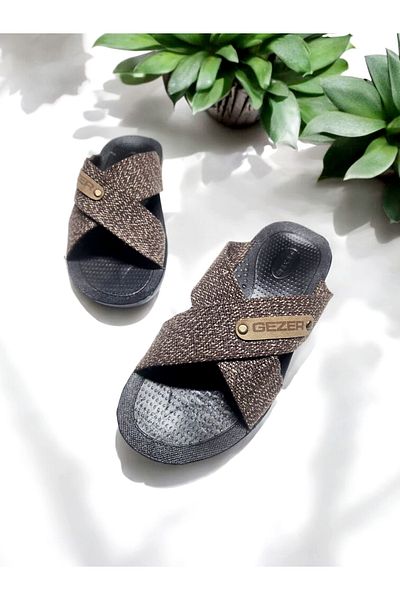 GEZER Men's Cross Band Comfortable Sole Home and Outdoor Slippers