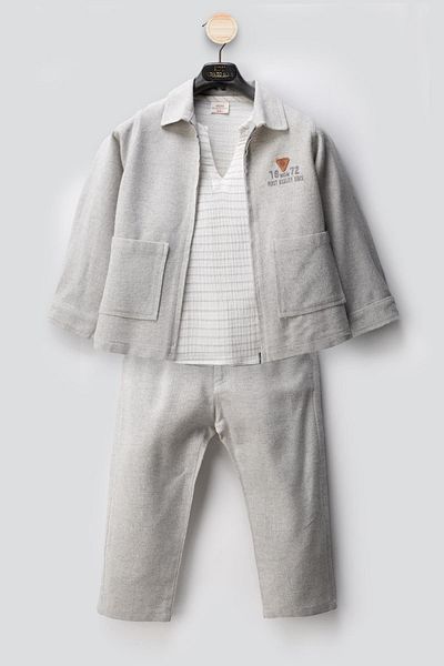 HAUSEkids 2-10 Years Fırst Cotto Designo Boy's 3-Piece Suit-Space Gray