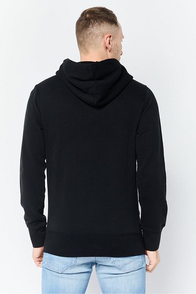AMERICAN EAGLE Men Long Sleeves Brand Logo Hoodie, Black