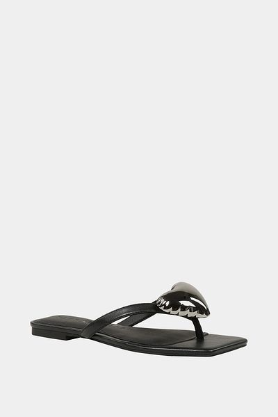 Katy Perry The Camie Heart Thong Women's Black Heart Slippers