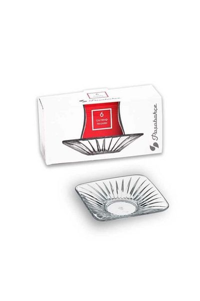Paşabahçe 54321 Model 6-Piece Striped Tea Plate Set