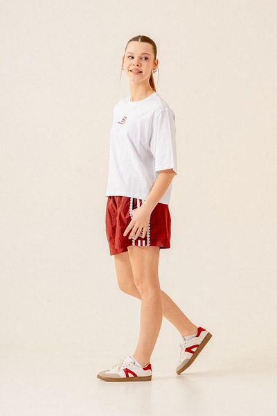 HAUSEkids 9-15 Years Design Berceste Girl's Shorts Suit-Burgundy