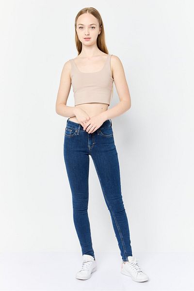 Esprit Women Skinny Fit Washed Mid Rise Stretchable Denim, Blue