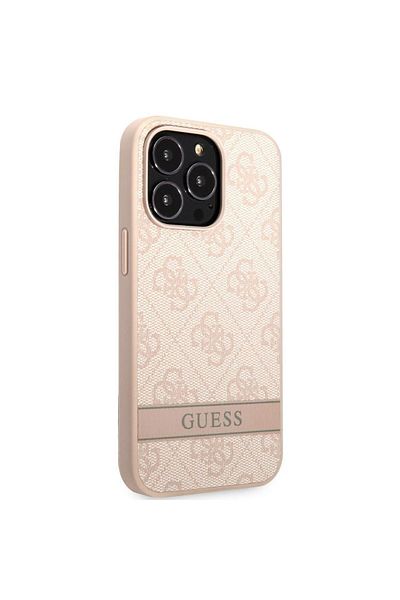 Guess Guess PU 4G Stripe Protective Case for iPhone 13 Pro, Pink