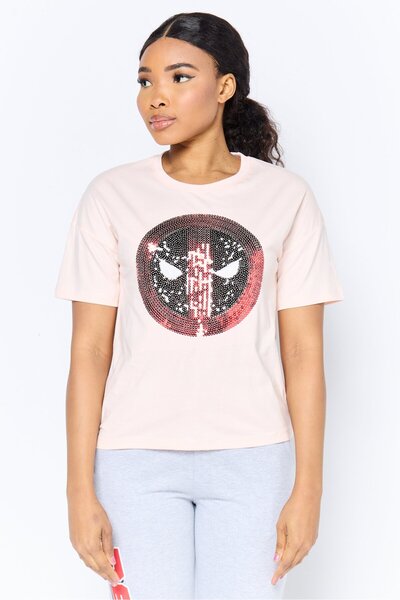 Marvel Women 2 Pcs Sequin Embellished T-Shirt And Pants Pajama Set, Multicolor