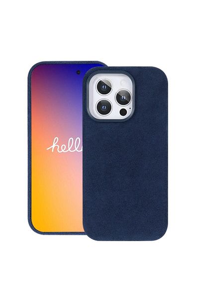 megaMobile Husa compatibila iPhone 16 Pro Max, alcantara, MagSafe, protectie camere, megaMOBILE®, albastru