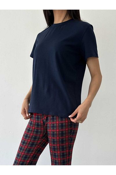 Bubble Unisex Cotton Short Sleeve Top Soft Textured Ribbon Square Bottom Pajama Set
