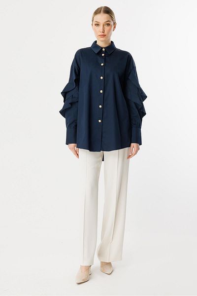 Ghisa Ruffle Detailed Tunic Dark Blue