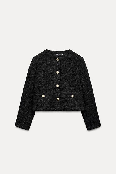 Butik Allbucks Zara, Glowing Yarn Textured Blazer Abzra1085