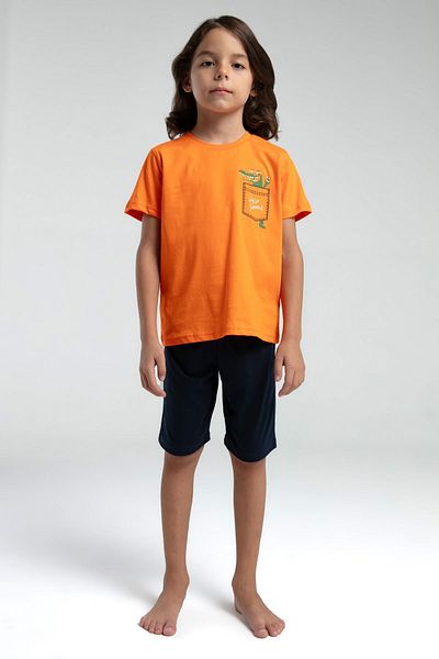 HAUSEkids 2-8 Years Old Hello Dino Boy Suit-Orange
