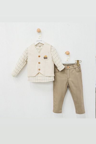 HAUSEkids 2-5 Years Hawaiian Mexican Boy's 3-Piece Suit-Cream
