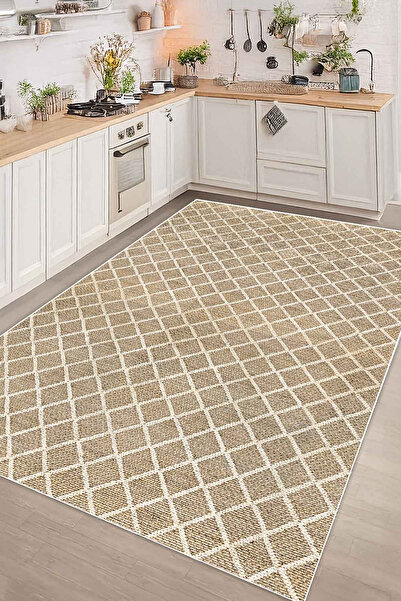 Decomia Home Dijital Kaymaz Yıkanabilir Hasır Görünümlü Salon Halısı Mutfak H...