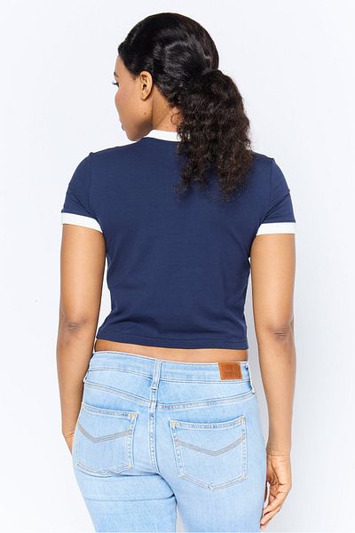 Esprit Women Crew Neck Short Sleeve Brand Logo T-shirt, Navy