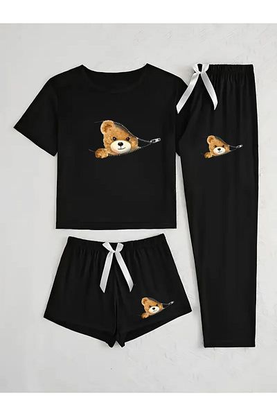 npLStore Детски комплект пижама от 3 части с щампа на мече