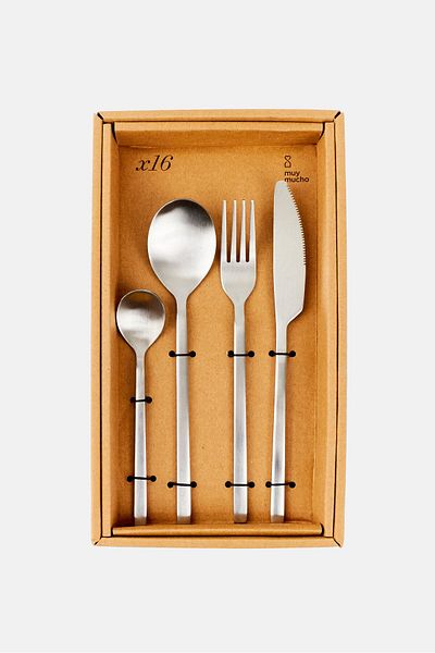 Muy Mucho 16 Pieces Stainless Steel Cutlery Set, Silver