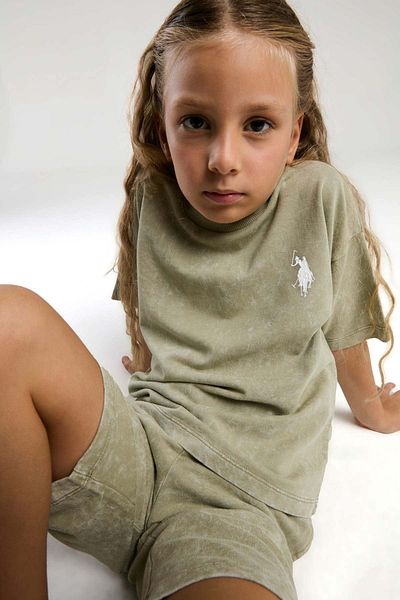 U.S. Polo Assn. 4-15 Years Old Licensed Us Polo Assn Girls' Set-Khaki