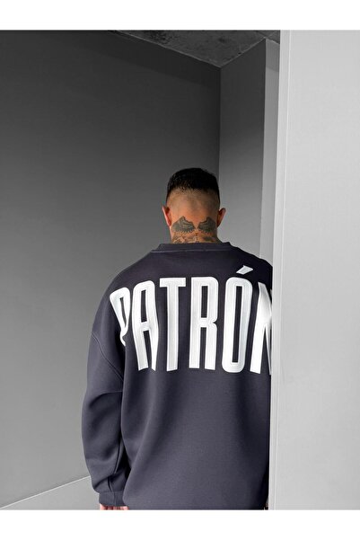 ablukaonline Ανδρικό φούτερ oversized με τύπωμα Premium Anthracite