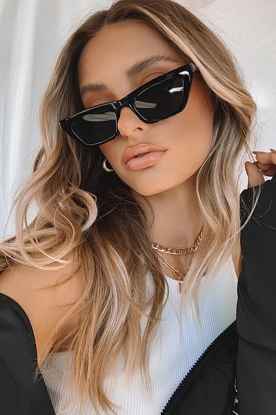 Chunky Frame Unisex Black Cat Sunglasses