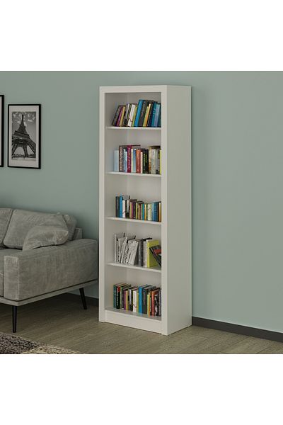 pilati 5 Drawer Bookcase for Home and Office Rooms, White