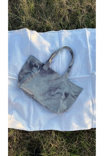 Hilosh Gri Renk Yan Cep Detaylı Canvas Tote Bag El ve Omuz Kadın Çantası