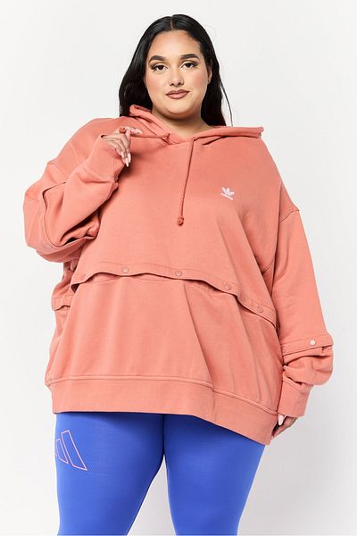 adidas Women Plus Size Long Sleeves Training Hoodie, Pink