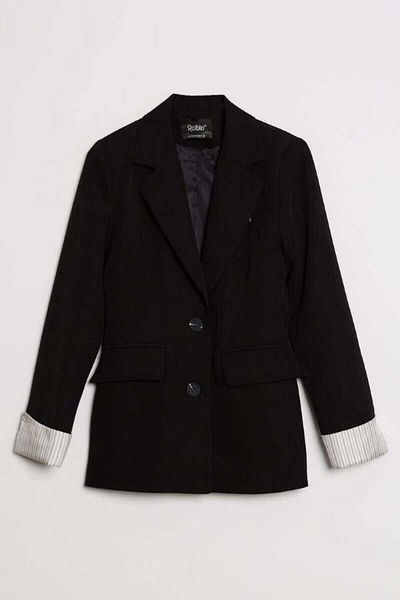 Robin 80184 Striped Jacket Pants Suit Black