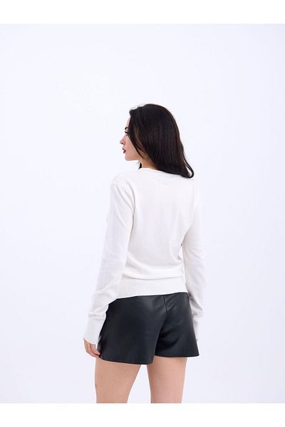 modaserdem Women's Knitwear Basic Sweater-Ecru