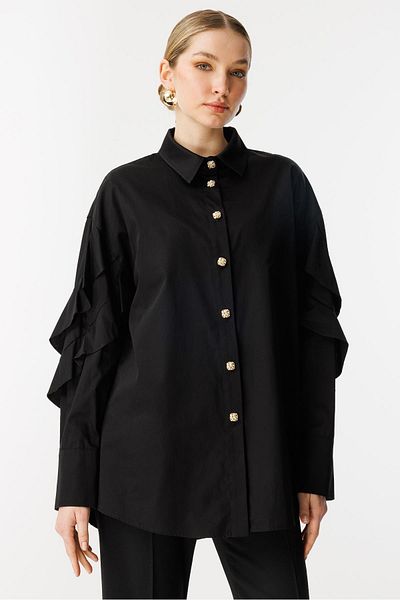 Ghisa Ruffle Detailed Tunic BLACK