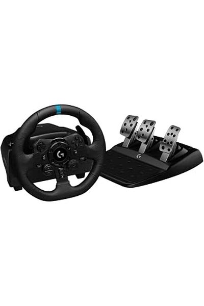 logitech G923 Racing Wheel and Pedals - TrueForce Feedback, Responsive Design, Dual Clutch Control,