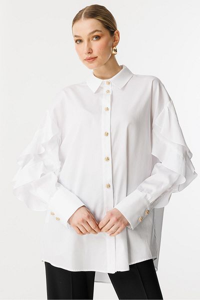Ghisa Ruffle Detailed Tunic WHITE