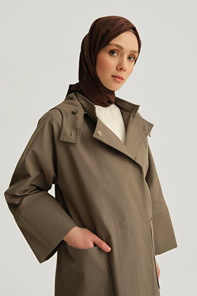 Armine Kapüşonlu Kruvaze Kap 25y7814 Haki