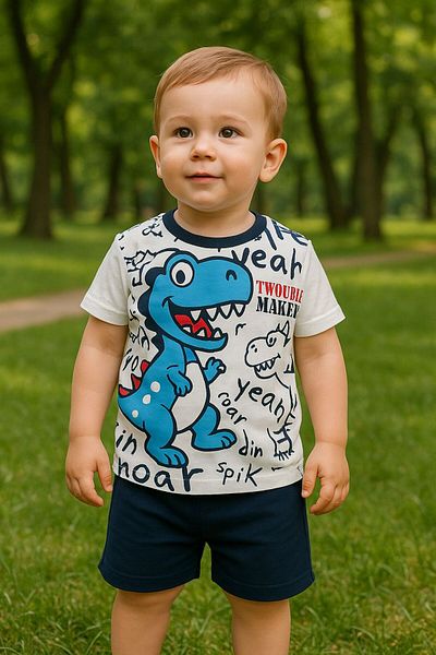 MİNYON BABY Dinosaur Figure Summer Bottom Top Set