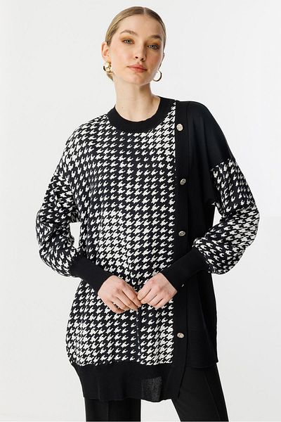 Ghisa Ribbed Detailed Tunic Ecru Black Hawk