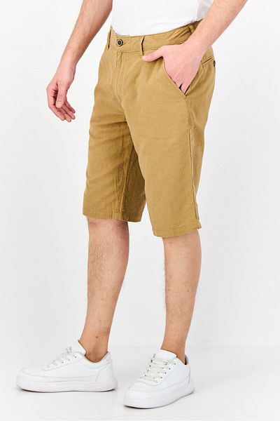 DeFacto Men Solid Basic Shorts, Khaki