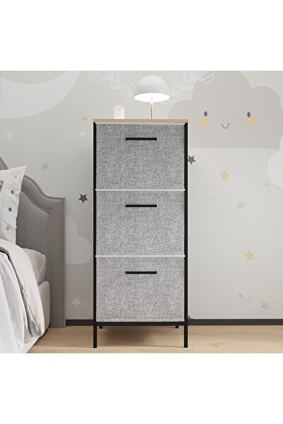 eportatif Çocuk Dolabı 3 Çekmeceli Büyük Boy Komodin Sehpa