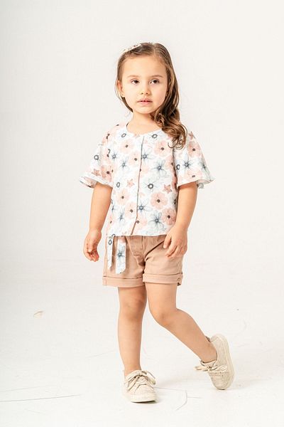 HAUSEkids 2-9 Years Flower Bloom Girl's Suit-Latte