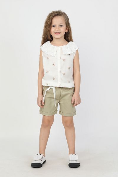 e-çocuk Lace Collar Flower Embroidered Girl's Suit 4414