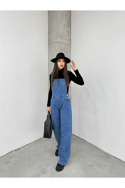 Vovikon Salopetă de damă din denim cu buzunare largi în față - KN Bahçıvan