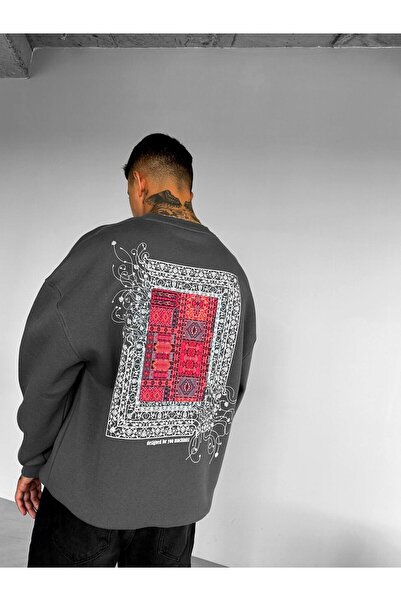 ablukaonline Чорний оверсайз-светр з принтом для чоловіків