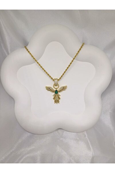 Rosa Juliet قلادة فينيكس من الفولاذ الذهبي - قلادة نسائية من الفولاذ المقاوم ...