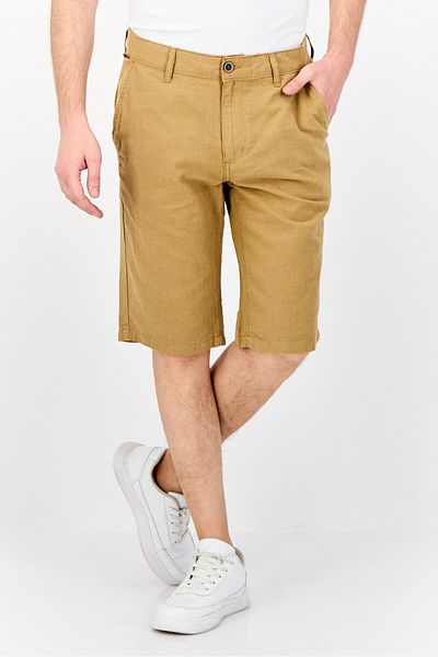 DeFacto Men Solid Basic Shorts, Khaki